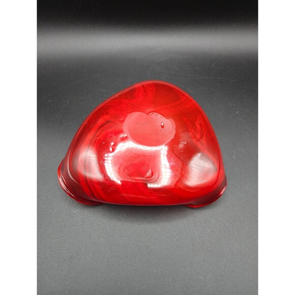 Vintage Red with White Swirl Blown Art Glass Ashtray Trinket Dish Bowl Nasco - Picture 4 of 6